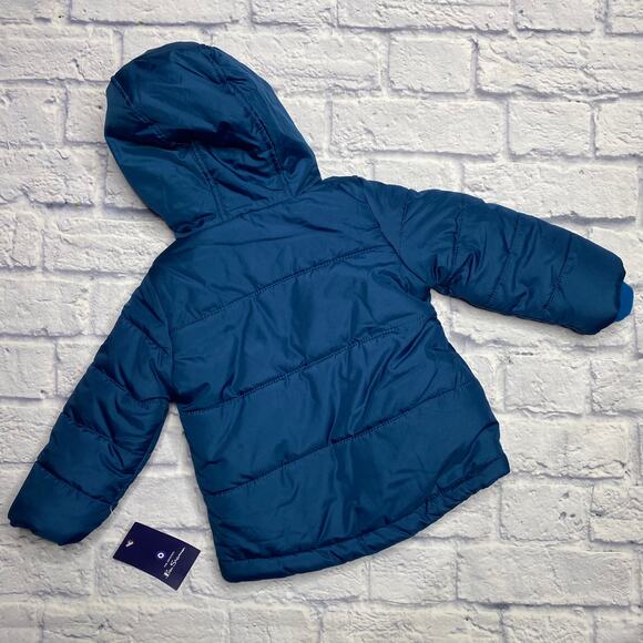 Ben Sherman Hooded Puffer Winter Jacket in Deep Teal - Picture 8 of 9